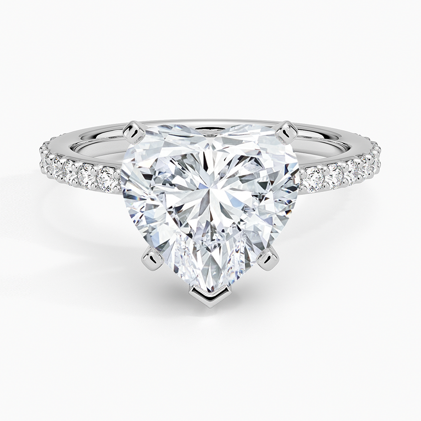 Petite Shared Prong Three-Quarter Coverage Diamond Ring (1/3 ct. tw.) Platinum Heart Engagement Ring