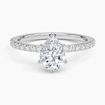 Petite Shared Prong Three-Quarter Coverage Diamond Ring (1/3 ct. tw.) Platinum Pear Engagement Ring