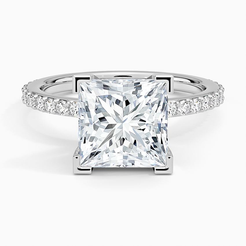 Petite Shared Prong Three-Quarter Coverage Diamond Ring (1/3 ct. tw.) Platinum Princess Engagement Ring
