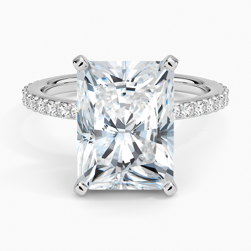 Petite Shared Prong Three-Quarter Coverage Diamond Ring (1/3 ct. tw.) Platinum Radiant Engagement Ring