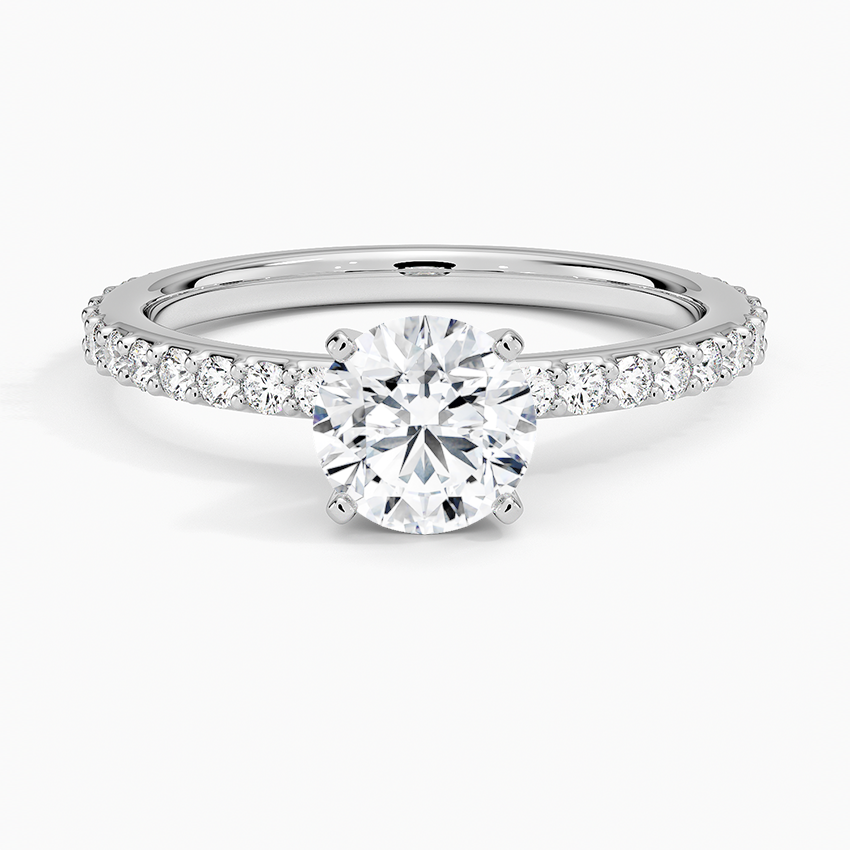Petite Shared Prong Three-Quarter Coverage Diamond Ring (1/3 ct. tw.) Platinum Round Engagement Ring