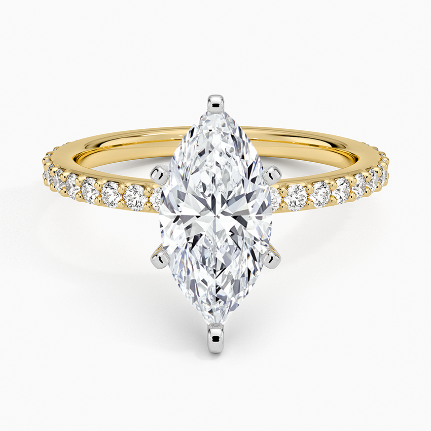 Petite Shared Prong Three-Quarter Coverage Diamond Ring (1/3 ct. tw.) Yellow Gold 18k Marquise Engagement Ring