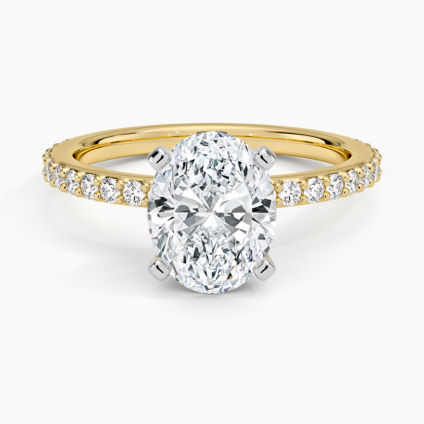 Petite Shared Prong Three-Quarter Coverage Diamond Ring (1/3 ct. tw.) Yellow Gold 18k Oval Engagement Ring