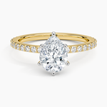 Petite Shared Prong Three-Quarter Coverage Diamond Ring (1/3 ct. tw.) Yellow Gold 18k Pear Engagement Ring