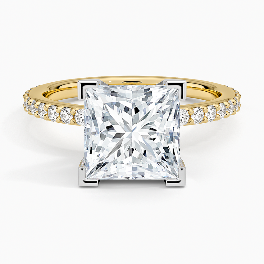 Petite Shared Prong Three-Quarter Coverage Diamond Ring (1/3 ct. tw.) Yellow Gold 18k Princess Engagement Ring