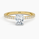 Petite Shared Prong Three-Quarter Coverage Diamond Ring (1/3 ct. tw.) Yellow Gold 18k Radiant Engagement Ring