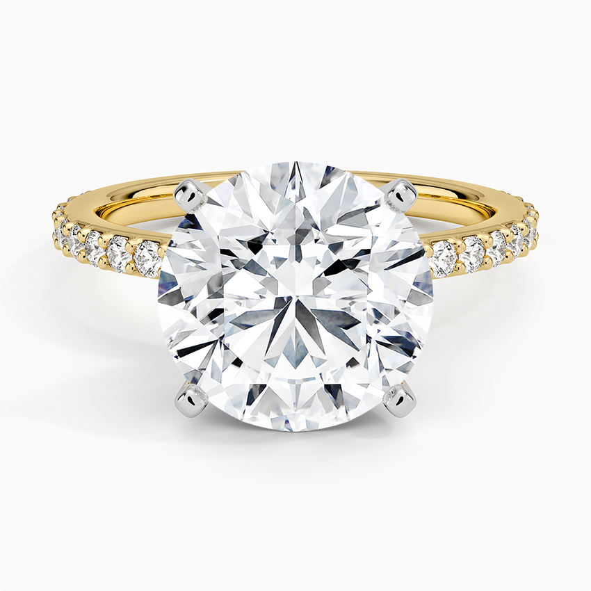 Petite Shared Prong Three-Quarter Coverage Diamond Ring (1/3 ct. tw.) Yellow Gold 18k Round Engagement Ring