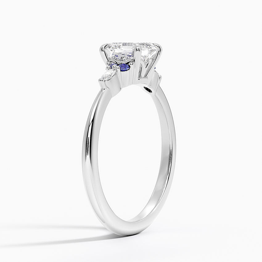 Nadia Sapphire and Diamond Ring Platinum Asscher Engagement Ring