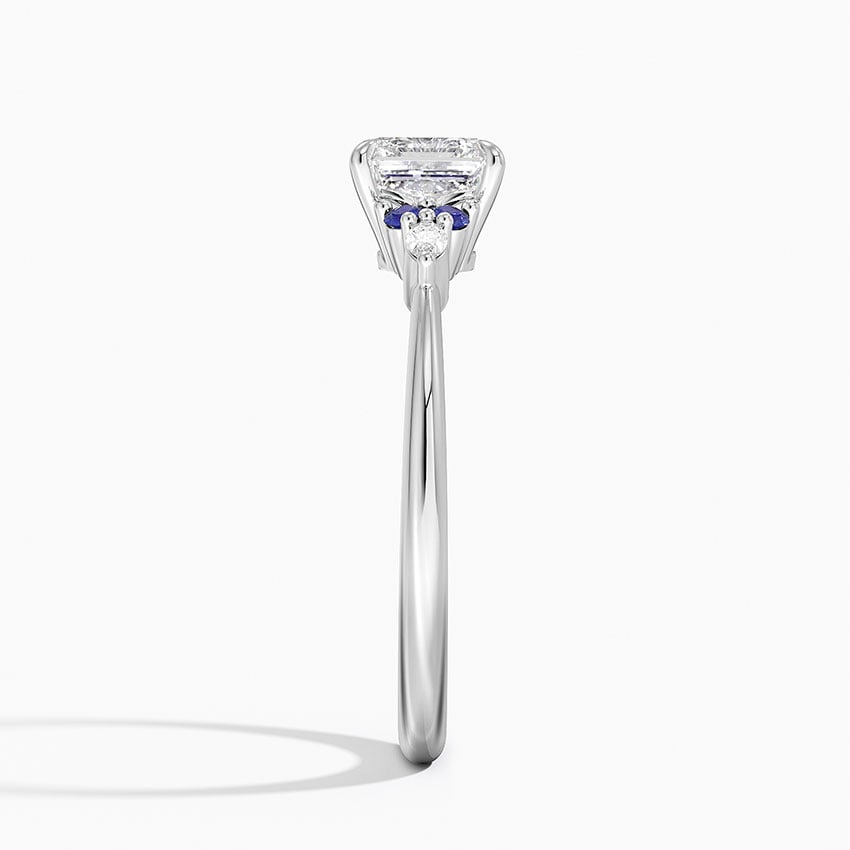 Nadia Sapphire and Diamond Ring Platinum Asscher Engagement Ring