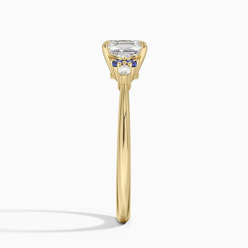 Nadia Sapphire and Diamond Ring Yellow Gold 18k Asscher Engagement Ring