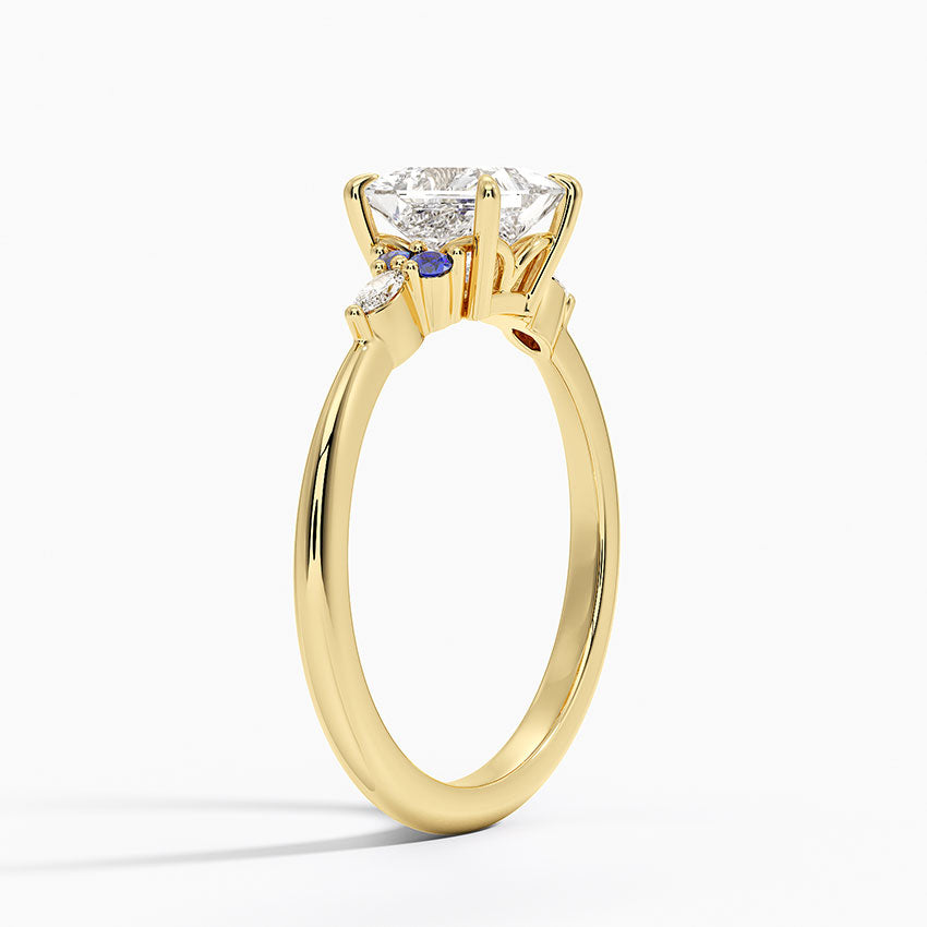 Nadia Sapphire and Diamond Ring Yellow Gold 18k Princess Engagement Ring
