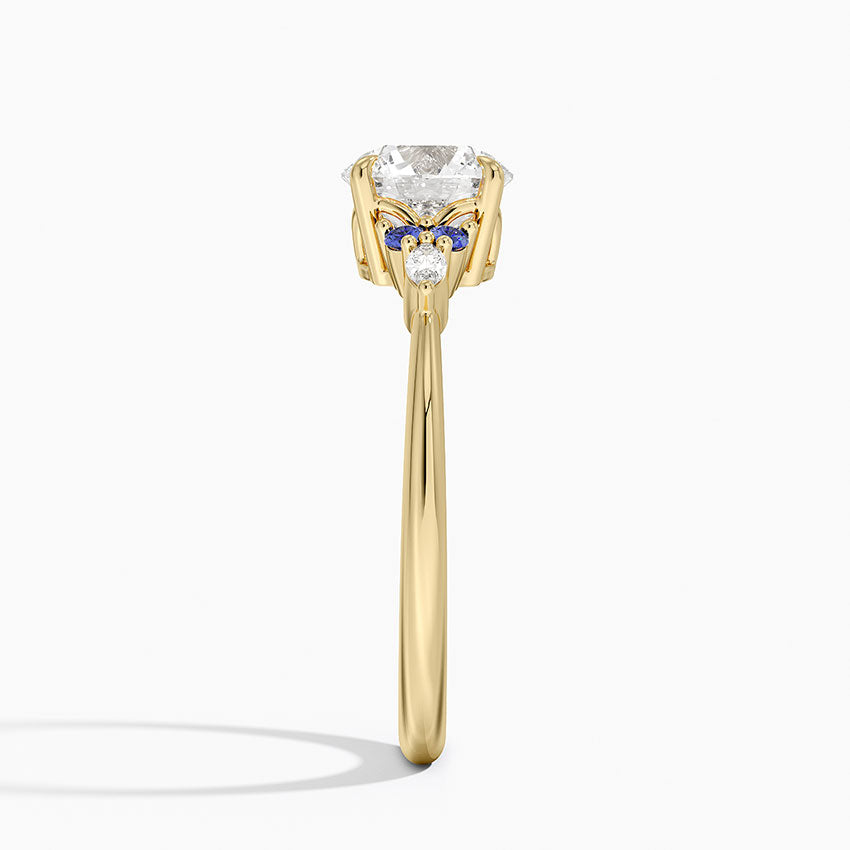 Nadia Sapphire and Diamond Ring Yellow Gold 18k Round Engagement Ring