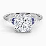 Nadia Sapphire and Diamond Ring Platinum Cushion Engagement Ring