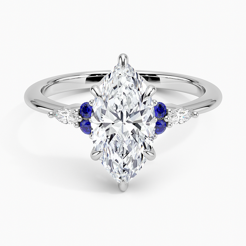 Nadia Sapphire and Diamond Ring Platinum Marquise Engagement Ring