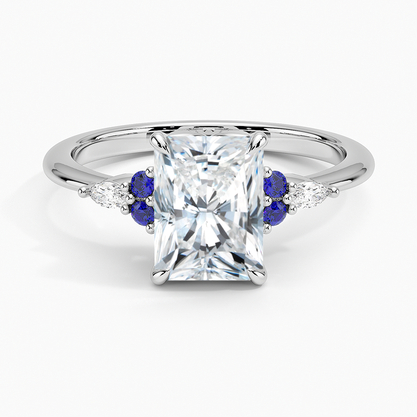 Nadia Sapphire and Diamond Ring Platinum Radiant Engagement Ring