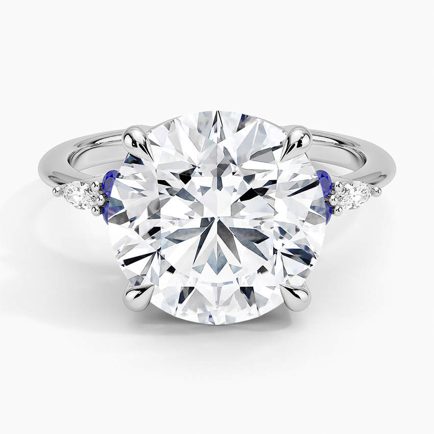 Nadia Sapphire and Diamond Ring Platinum Round Engagement Ring