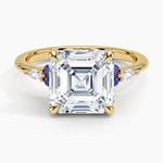 Nadia Sapphire and Diamond Ring Yellow Gold 18k Asscher Engagement Ring