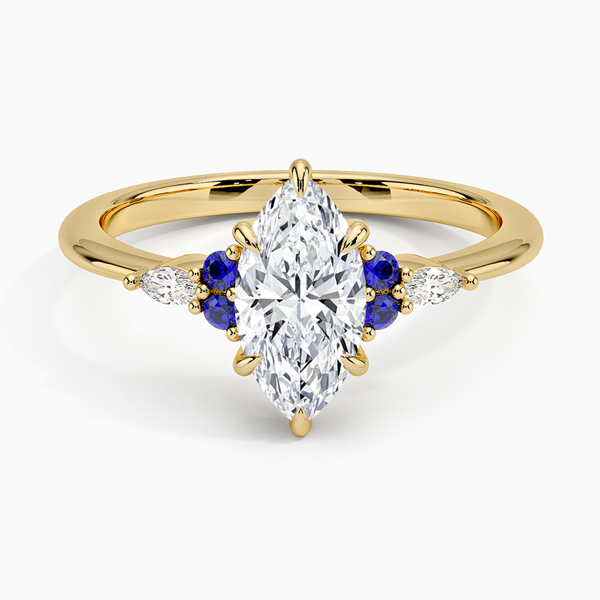 Nadia Sapphire and Diamond Ring Yellow Gold 18k Marquise Engagement Ring