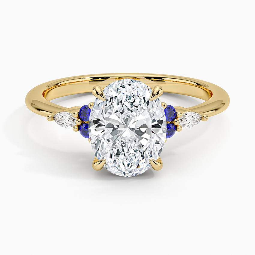 Nadia Sapphire and Diamond Ring Yellow Gold 18k Oval Engagement Ring