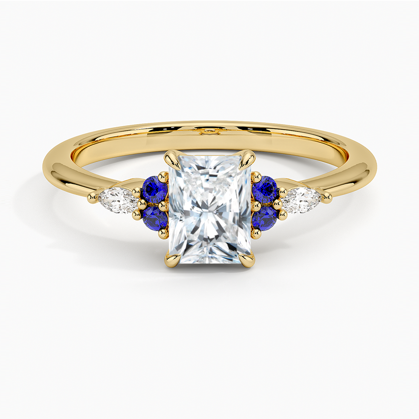 Nadia Sapphire and Diamond Ring Yellow Gold 18k Radiant Engagement Ring