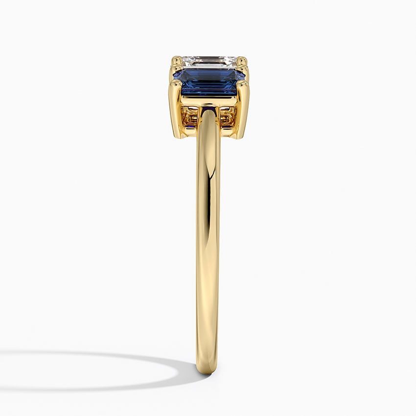 Luxe Rhiannon Three Stone Sapphire Ring Yellow Gold 18k Asscher Engagement Ring