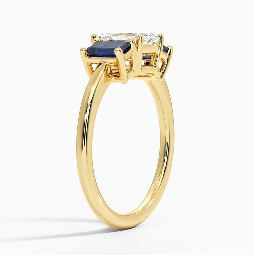 Luxe Rhiannon Three Stone Sapphire Ring Yellow Gold 18k Emerald Engagement Ring