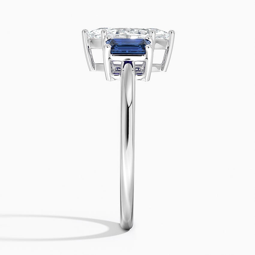 Luxe Rhiannon Three Stone Sapphire Ring Platinum Marquise Engagement Ring