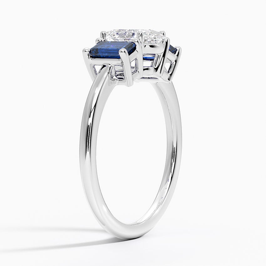 Luxe Rhiannon Three Stone Sapphire Ring Platinum Oval Engagement Ring