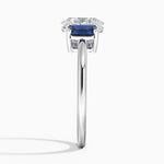 Luxe Rhiannon Three Stone Sapphire Ring Platinum Oval Engagement Ring
