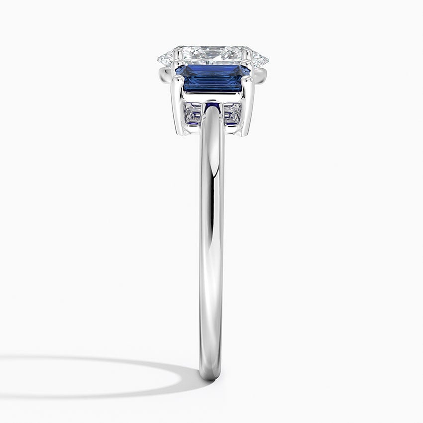 Luxe Rhiannon Three Stone Sapphire Ring Platinum Oval Engagement Ring
