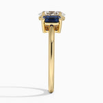 Luxe Rhiannon Three Stone Sapphire Ring Yellow Gold 18k Oval Engagement Ring