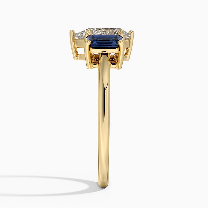 Luxe Rhiannon Three Stone Sapphire Ring Yellow Gold 18k Pear Engagement Ring