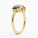 Luxe Rhiannon Three Stone Sapphire Ring Yellow Gold 18k Princess Engagement Ring