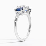 Luxe Rhiannon Three Stone Sapphire Ring Platinum Round Engagement Ring