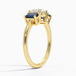 Luxe Rhiannon Three Stone Sapphire Ring Yellow Gold 18k Round Engagement Ring