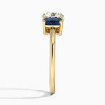 Luxe Rhiannon Three Stone Sapphire Ring Yellow Gold 18k Round Engagement Ring