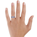 Luxe Rhiannon Three Stone Sapphire Ring Platinum Engagement Ring