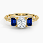 Luxe Rhiannon Three Stone Sapphire Ring Yellow Gold 18k Pear Engagement Ring