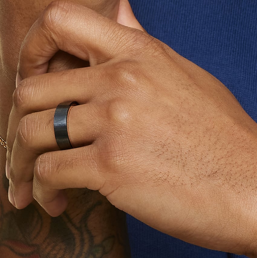 Arlo Black 6mm Wedding Ring Rose Gold 18k Wedding Band