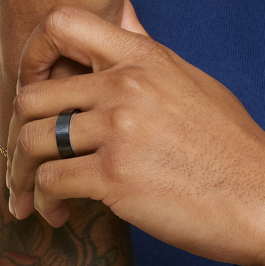 Arlo Black 6mm Wedding Ring White Gold 18k Wedding Band