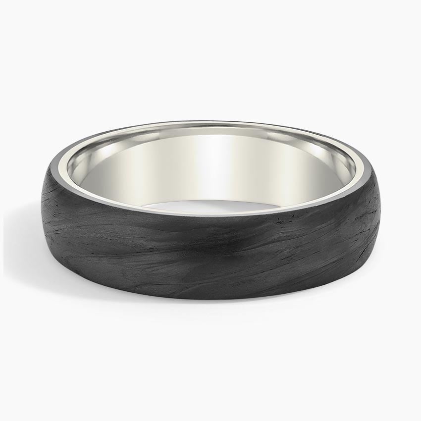 Domo Black 6mm Wedding Ring White Gold 18k Wedding Band