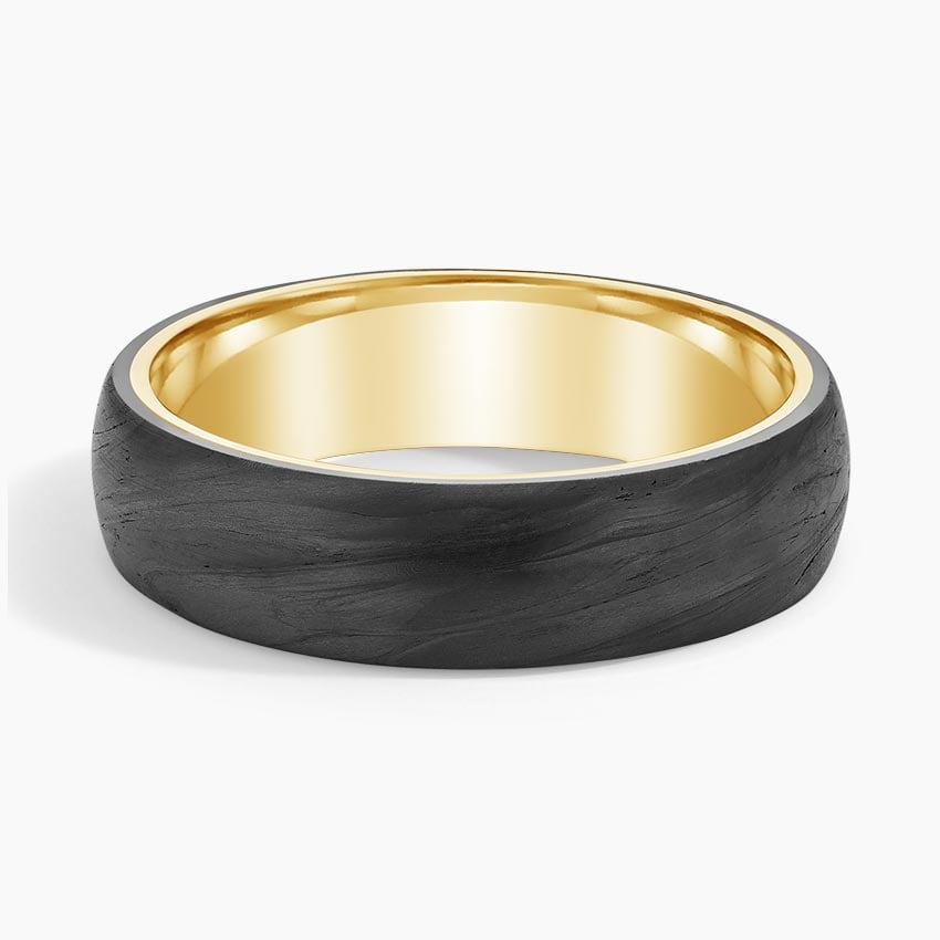 Domo Black 6mm Wedding Ring Yellow Gold 18k Wedding Band