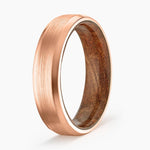 Maple Burl Wood Satin Finish 6mm Wedding Ring Rose Gold 18k Wedding Band