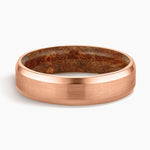 Maple Burl Wood Satin Finish 6mm Wedding Ring Rose Gold 18k Wedding Band
