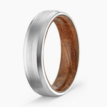 Maple Burl Wood Satin Finish 6mm Wedding Ring Platinum Wedding Band