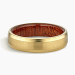 Sapele Wood Satin Finish 6mm Wedding Ring Yellow Gold 18k Wedding Band