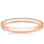 Milgrain Wedding Ring Rose Gold 18k 2mm Wedding Band