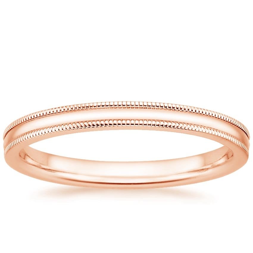 Milgrain Wedding Ring Rose Gold 18k 2mm Wedding Band