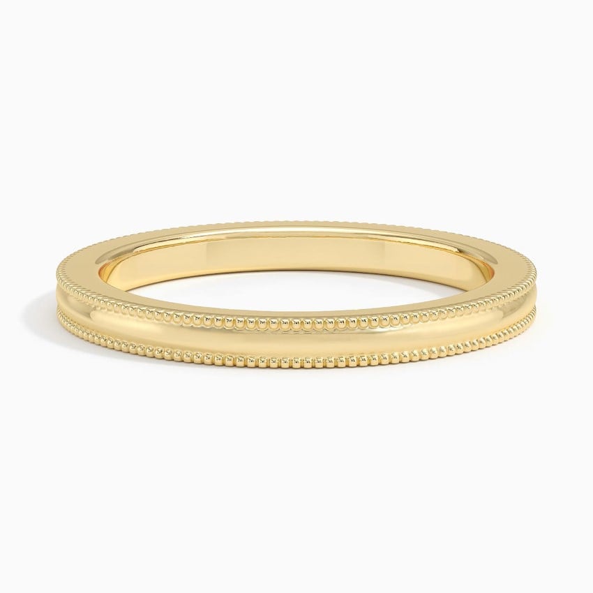 Milgrain Wedding Ring Yellow Gold 18k 2mm Wedding Band
