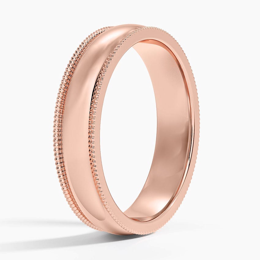 Milgrain 5mm Wedding Ring Rose Gold 18k Wedding Band